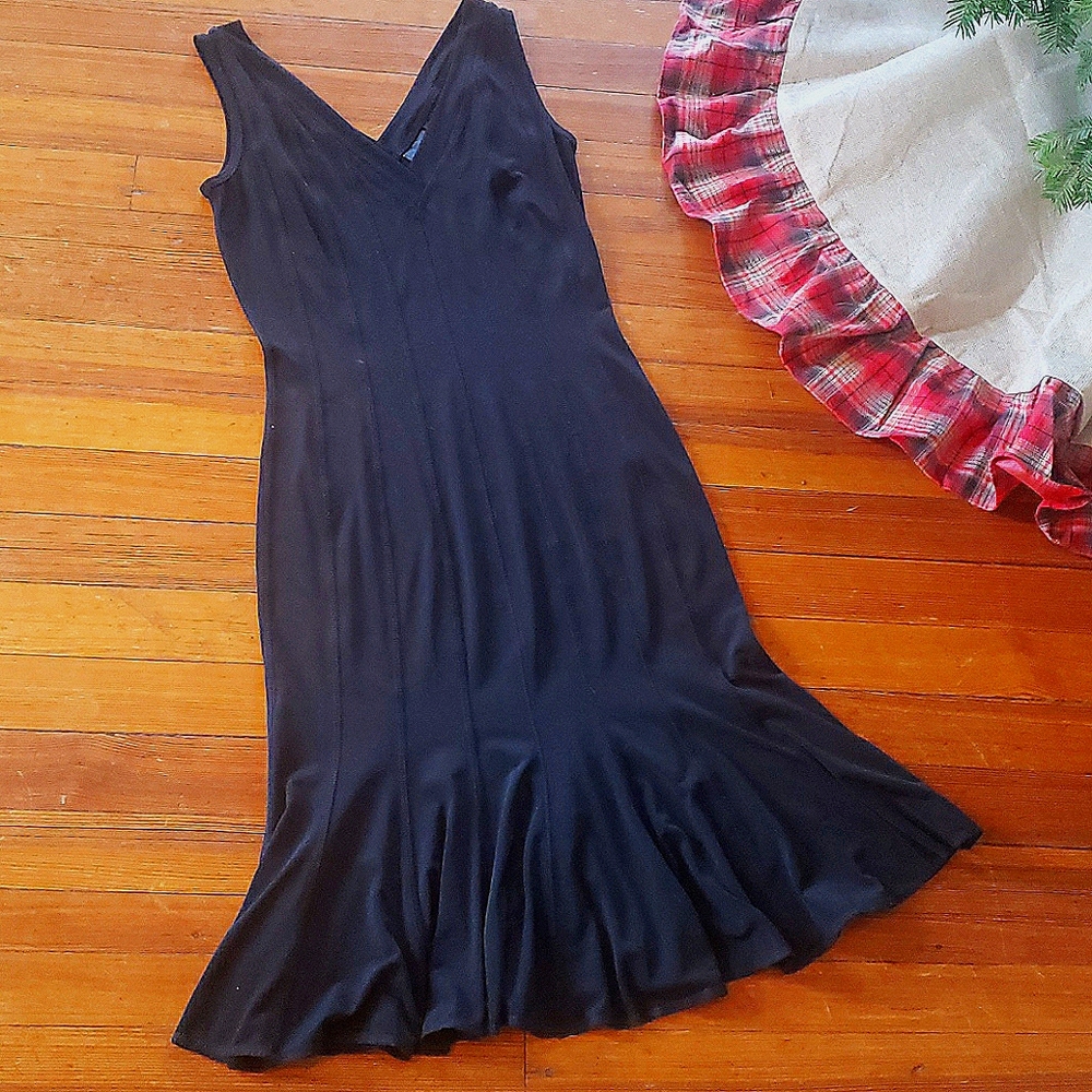 Shape fx black pleat midi dress size XS